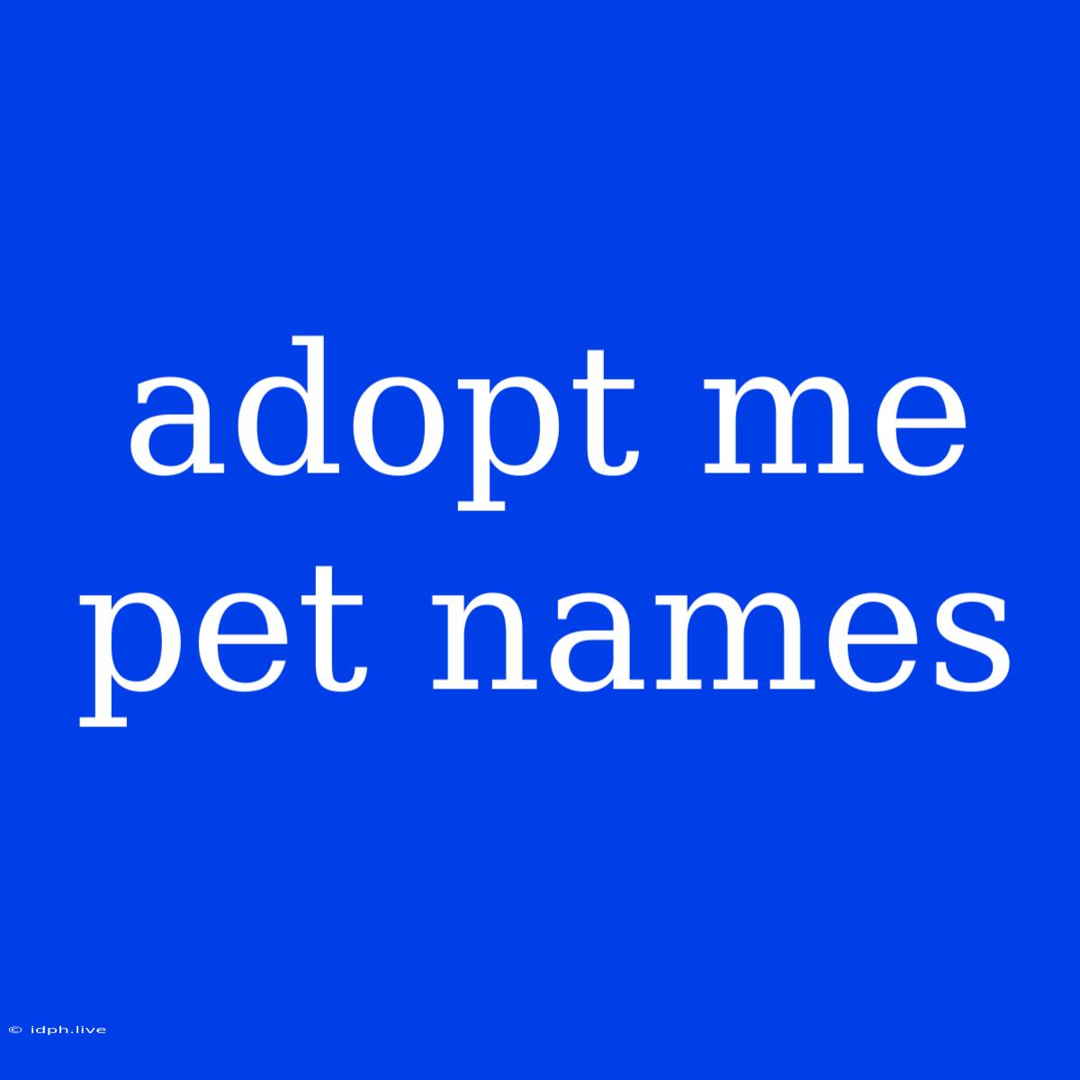 Adopt Me Pet Names