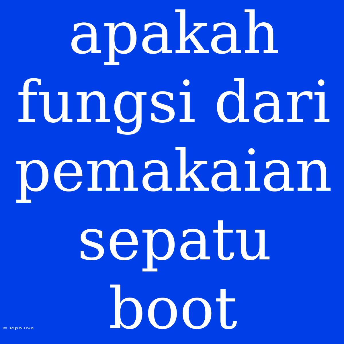 Apakah Fungsi Dari Pemakaian Sepatu Boot