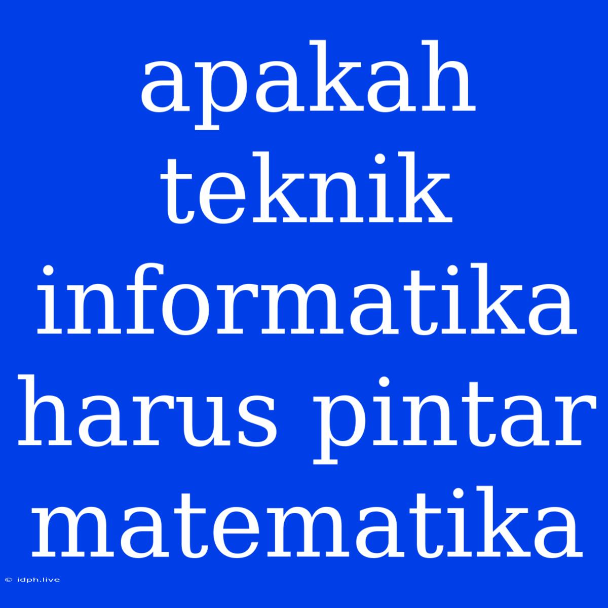 Apakah Teknik Informatika Harus Pintar Matematika