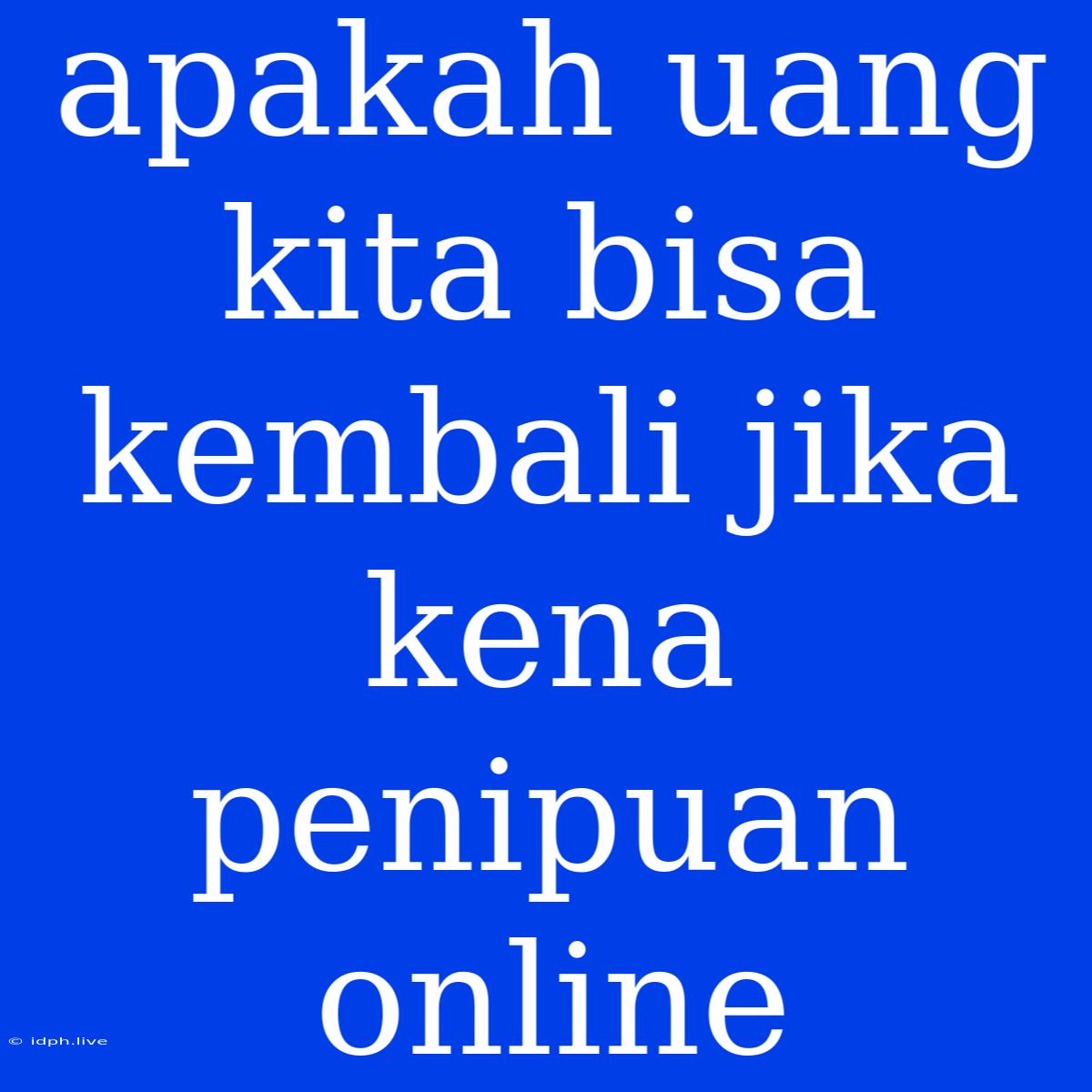 Apakah Uang Kita Bisa Kembali Jika Kena Penipuan Online