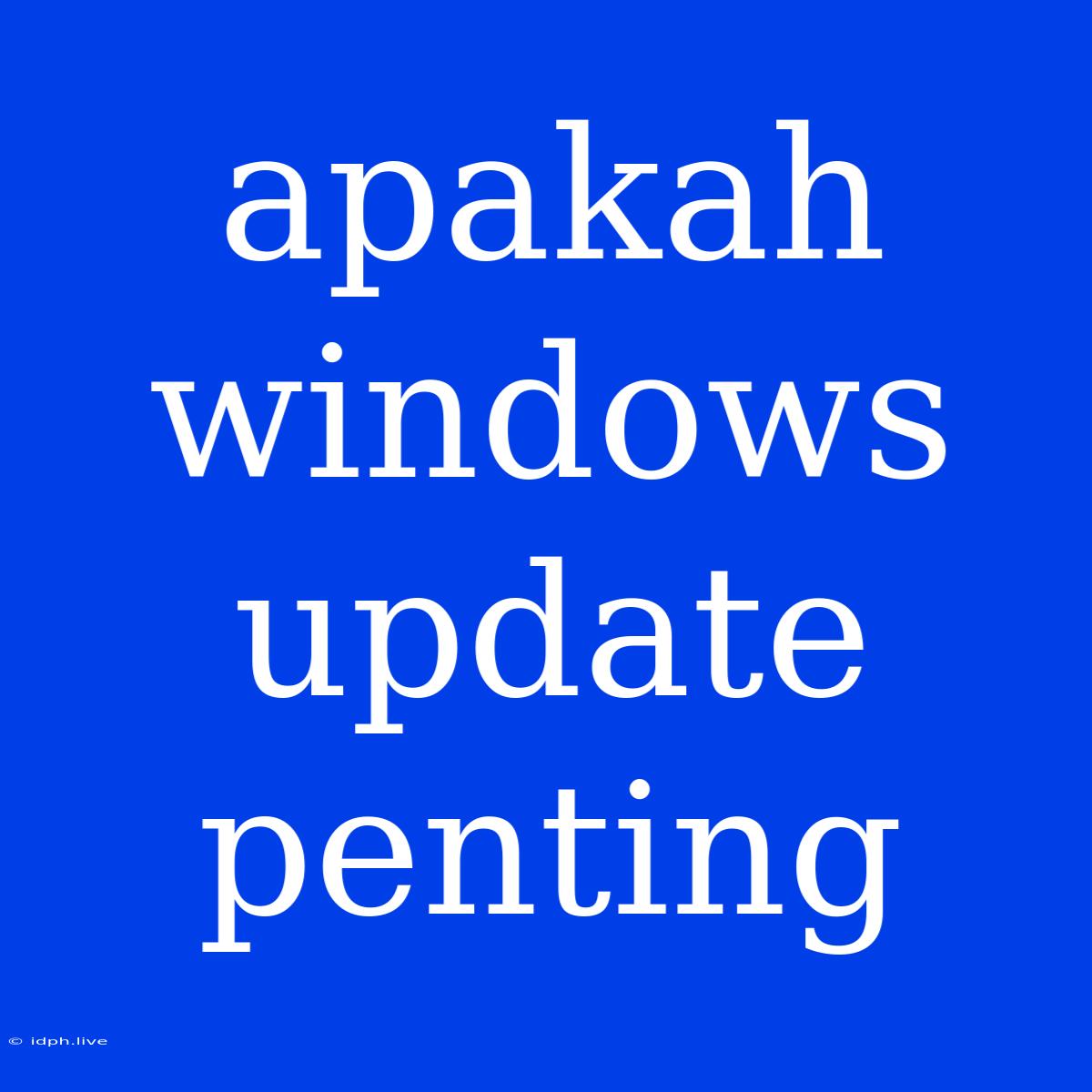 Apakah Windows Update Penting