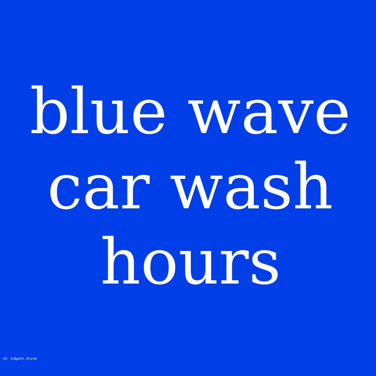 Blue Wave Car Wash Hours