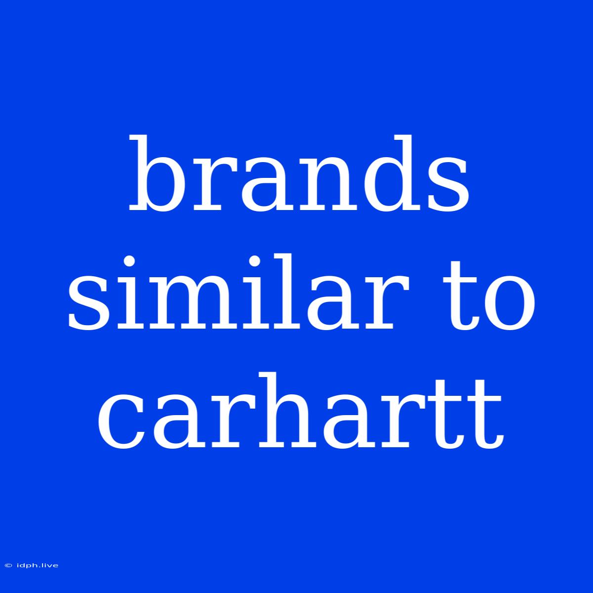 Brands Similar To Carhartt