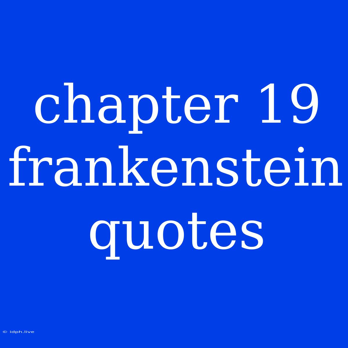 Chapter 19 Frankenstein Quotes