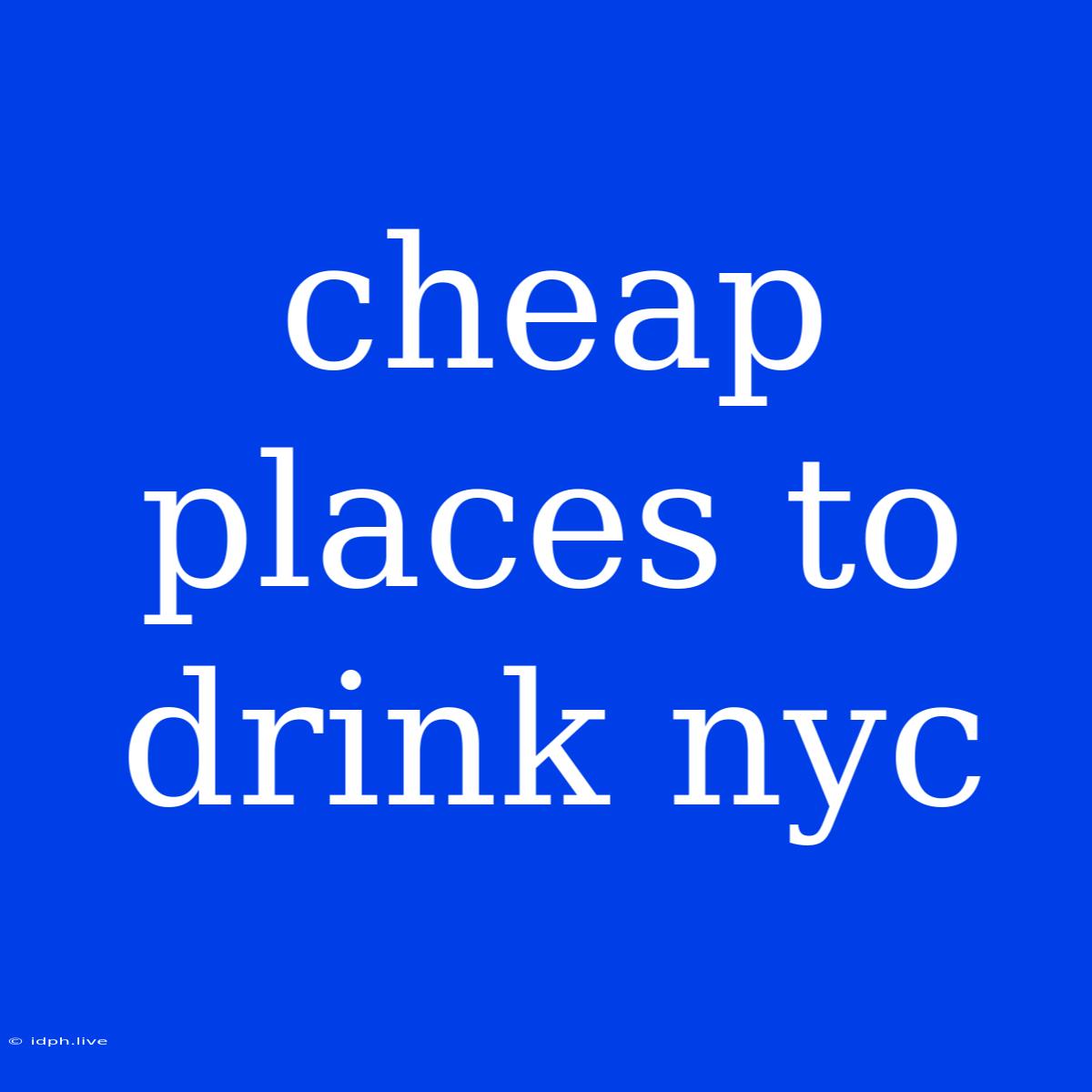 Cheap Places To Drink Nyc