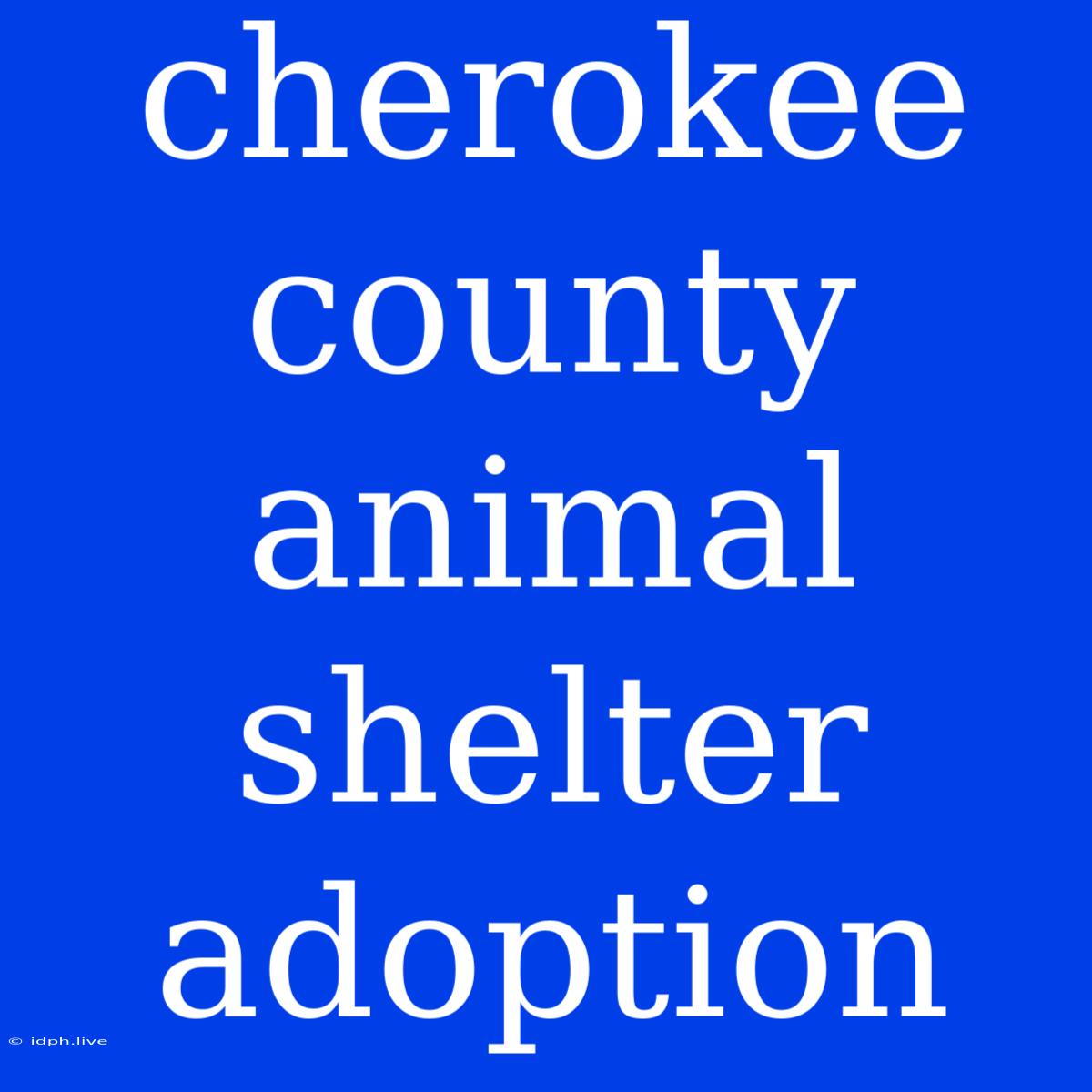 Cherokee County Animal Shelter Adoption