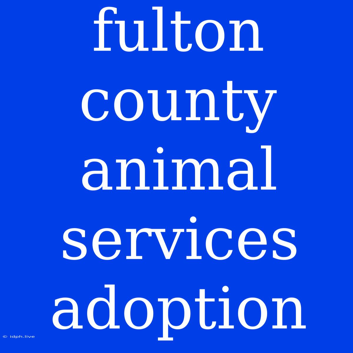 Fulton County Animal Services Adoption