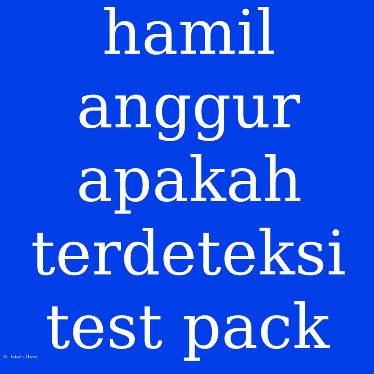 Hamil Anggur Apakah Terdeteksi Test Pack