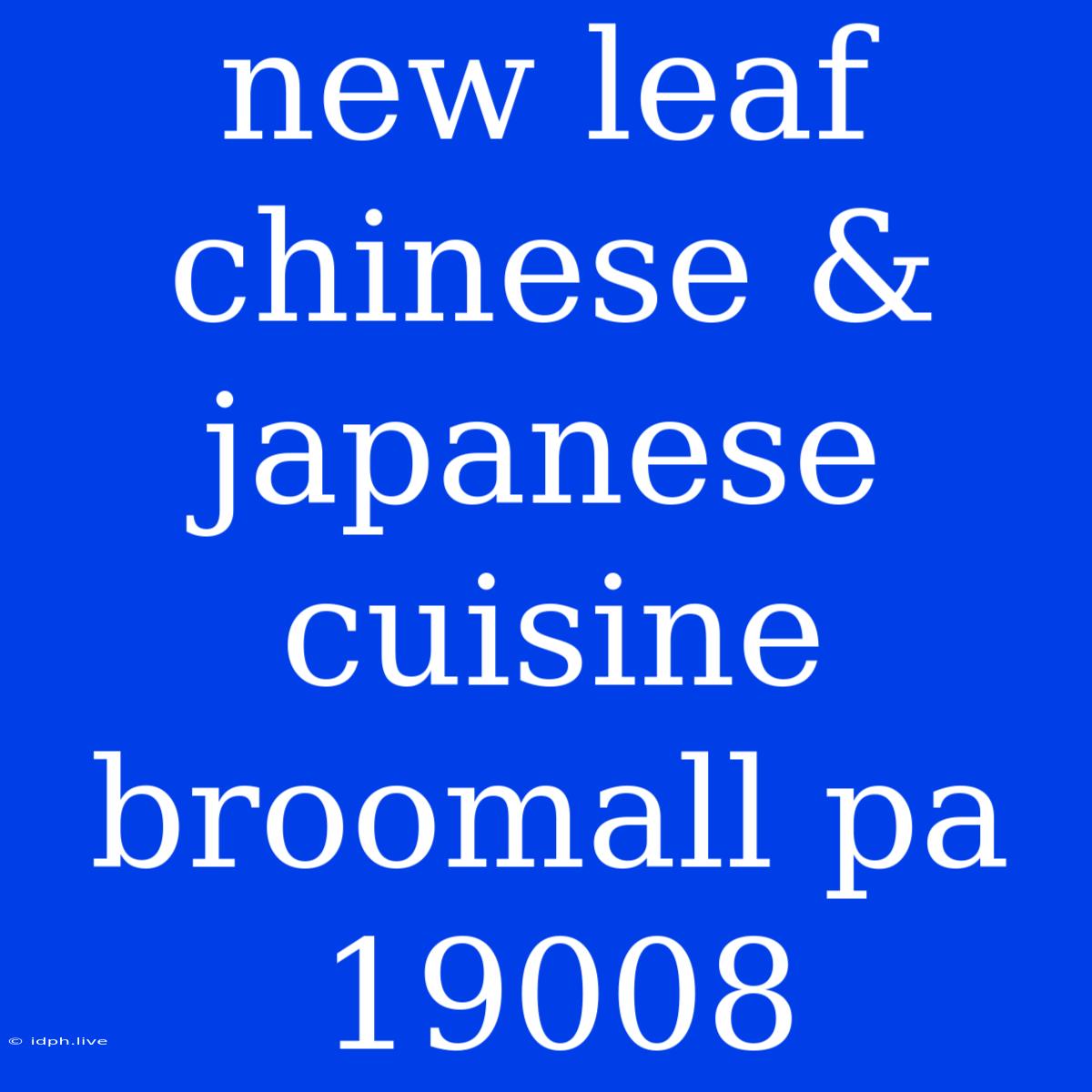 New Leaf Chinese & Japanese Cuisine Broomall Pa 19008