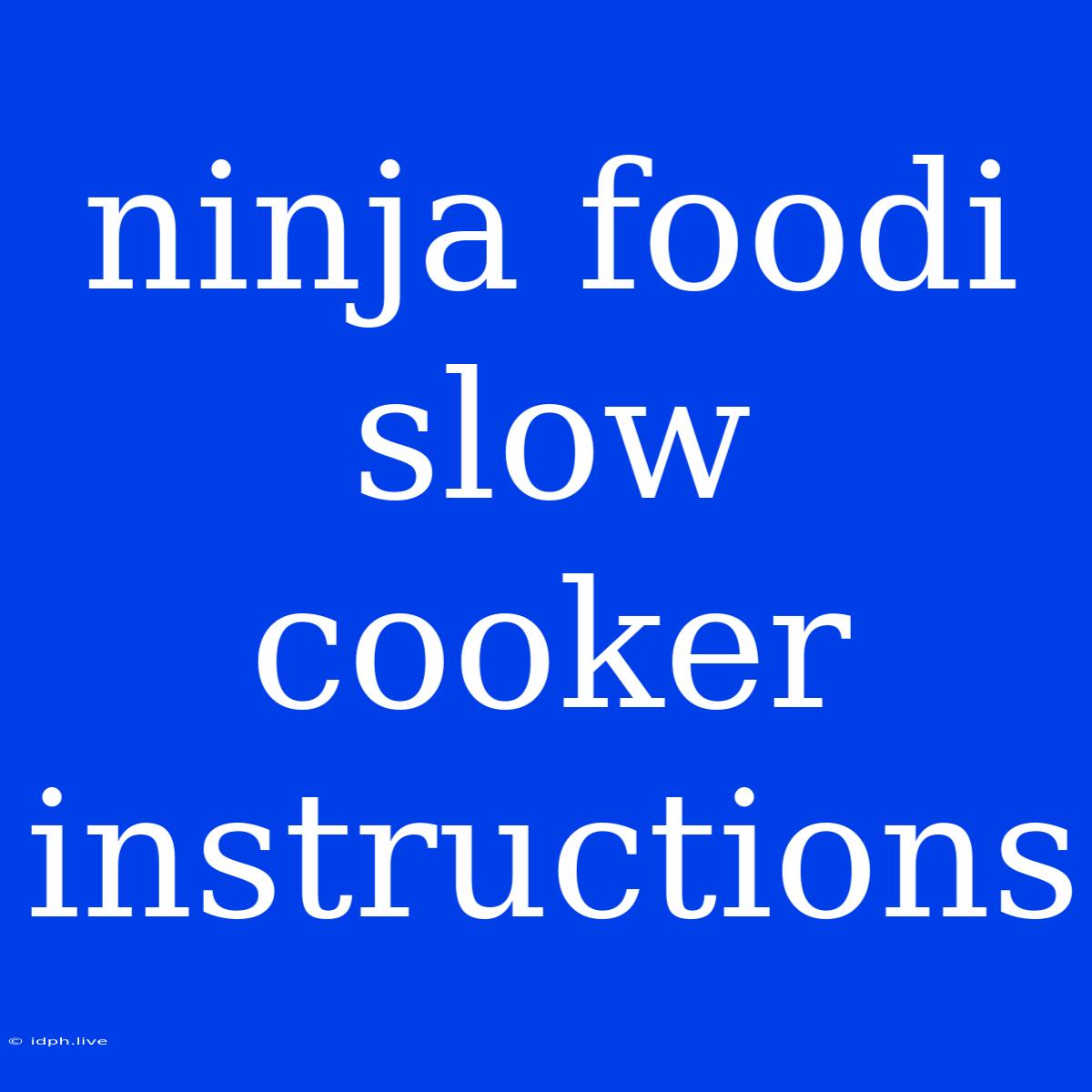 Ninja Foodi Slow Cooker Instructions