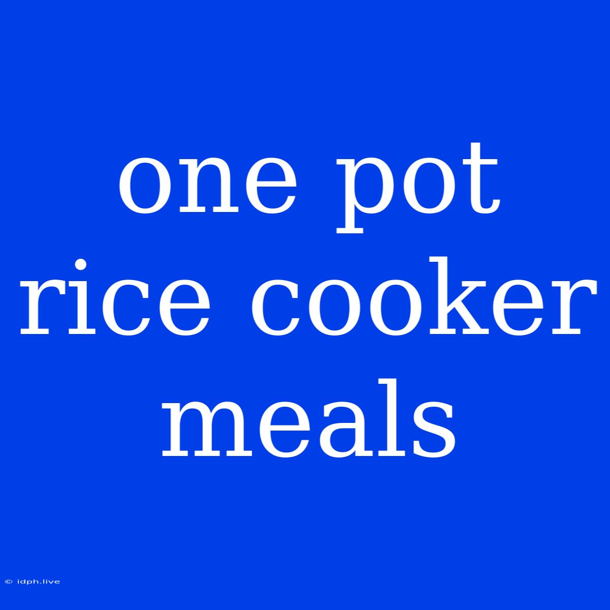 One Pot Rice Cooker Meals