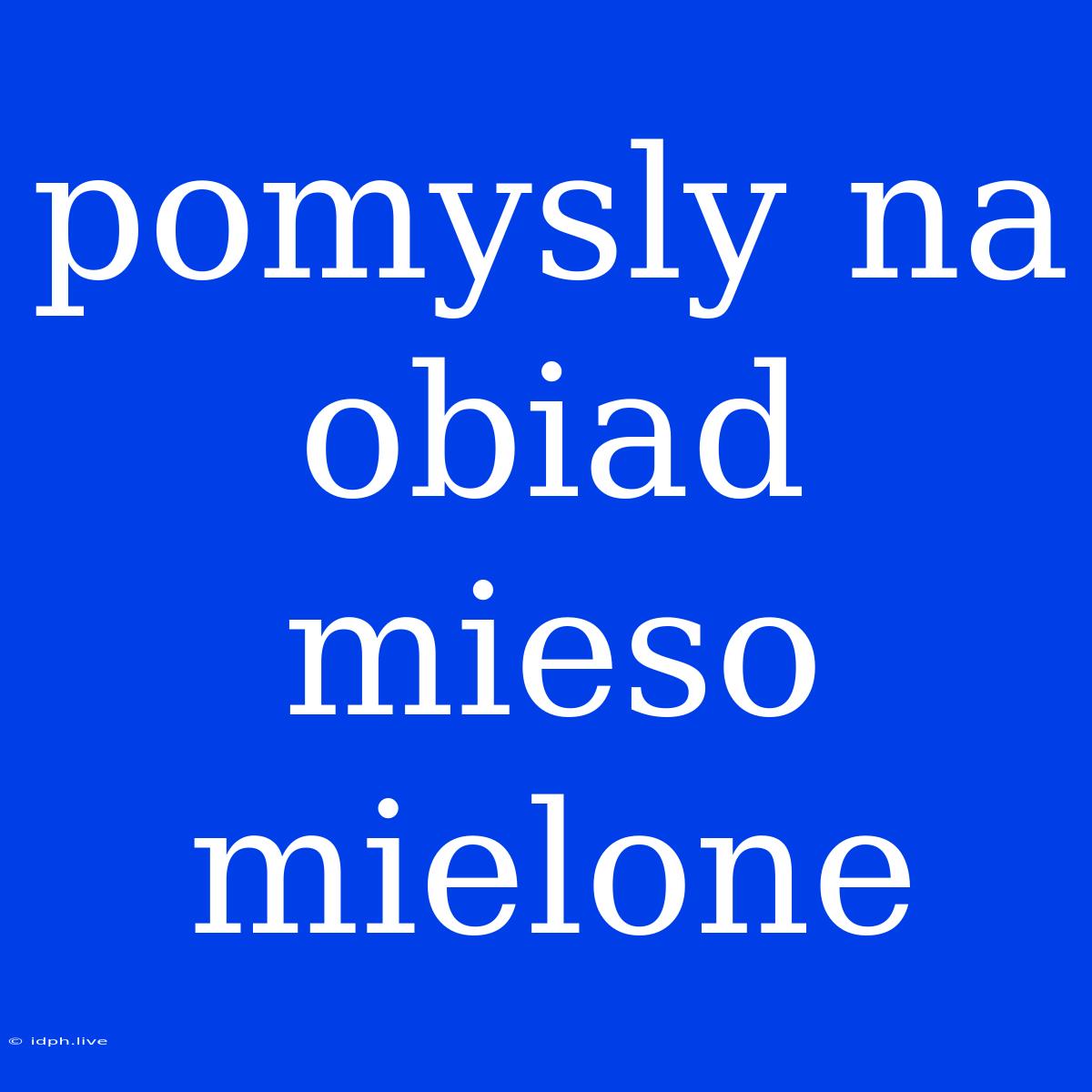 Pomysly Na Obiad Mieso Mielone