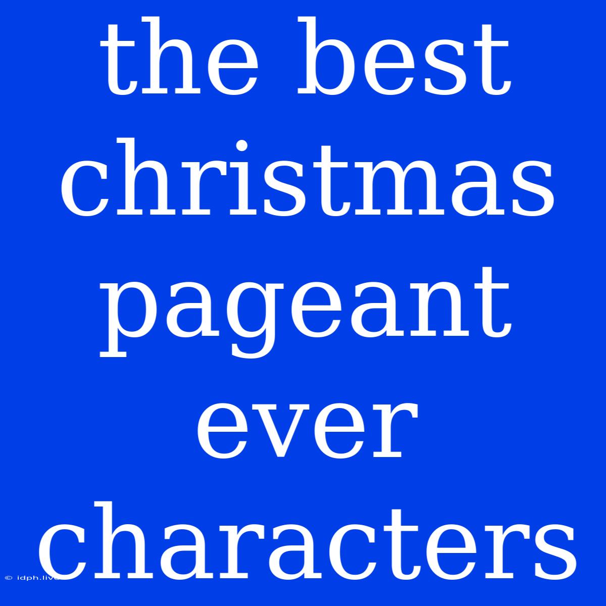 The Best Christmas Pageant Ever Characters