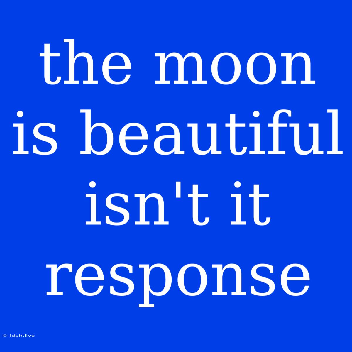 The Moon Is Beautiful Isn't It Response