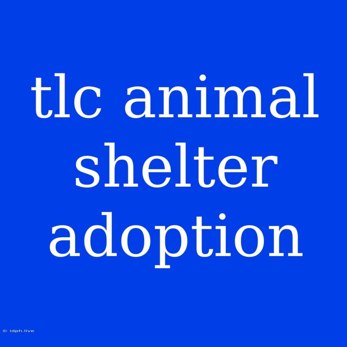 Tlc Animal Shelter Adoption